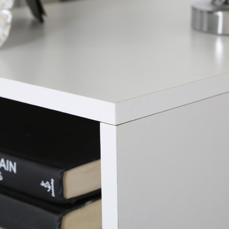 Vicky White and Chrome Bedside Table