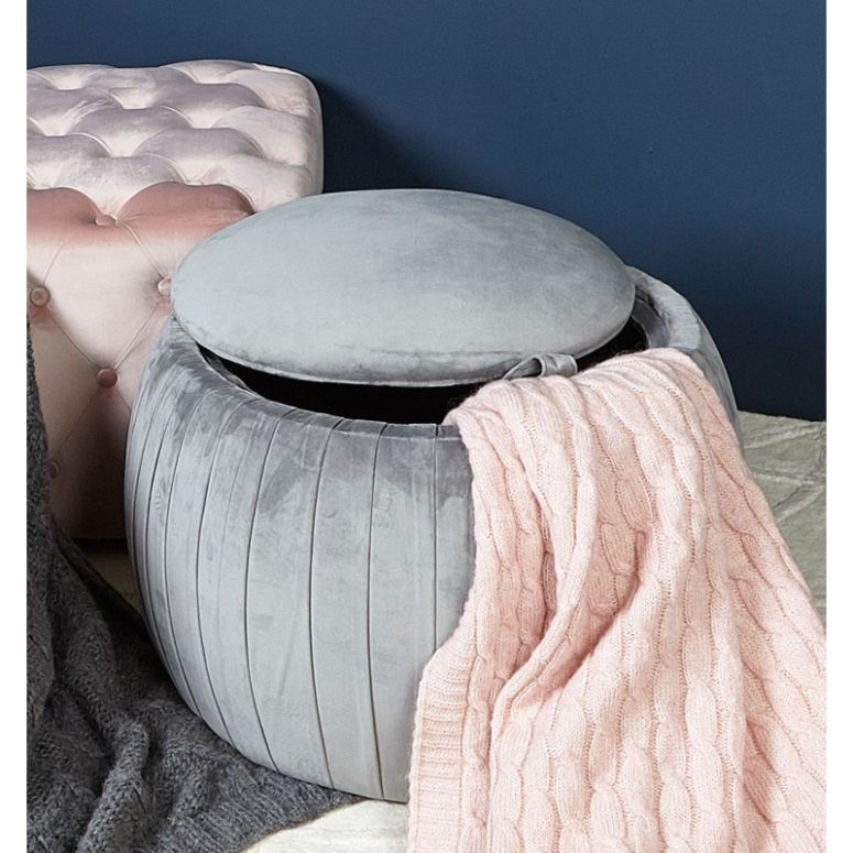 Tate Grey Round Storage Stool