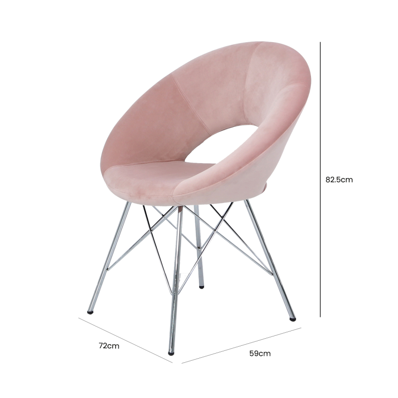 Oslo Chrome and Pink Velvet Chair