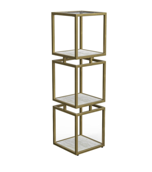 The 3-Tier Square Display Unit in Cream and Gold