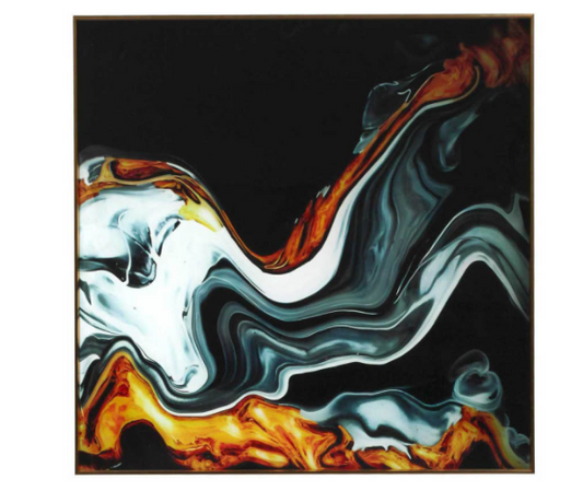 Abstract Design 80cm Black Blue Yellow Wallart