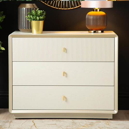 The Cream Elm 3 Drawer Chest