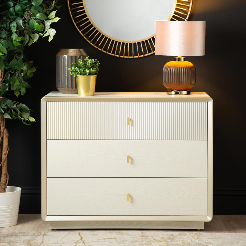 The Cream Elm 3 Drawer Chest