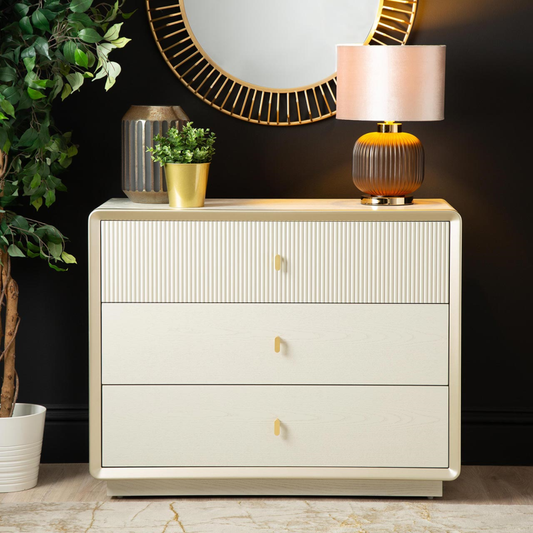 The Cream Elm 3 Drawer Chest