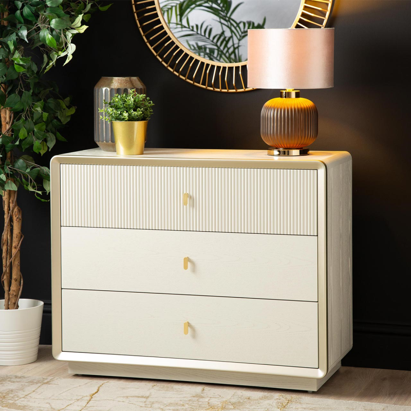 The Cream Elm 3 Drawer Chest