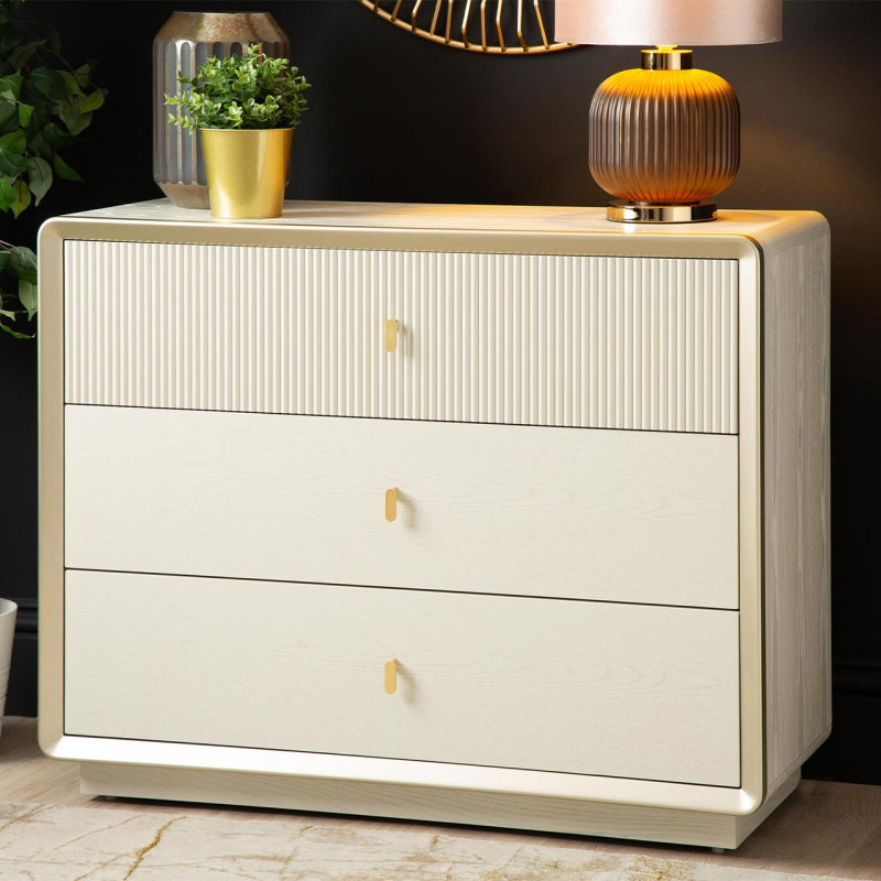 The Cream Elm 3 Drawer Chest