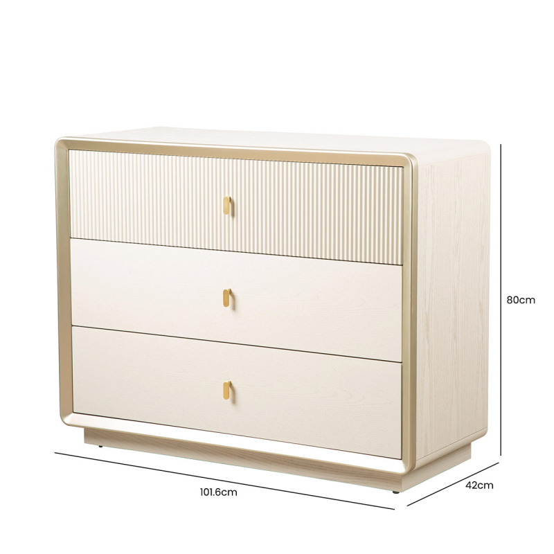 The Cream Elm 3 Drawer Chest