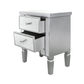 2 Drawer Silver Wood & Mirror Bedside Cabinet