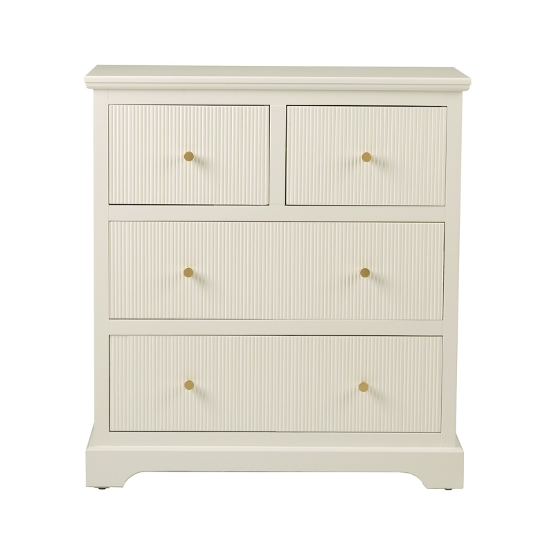 4 Drawer Chest Cabinet White with Gold Handles