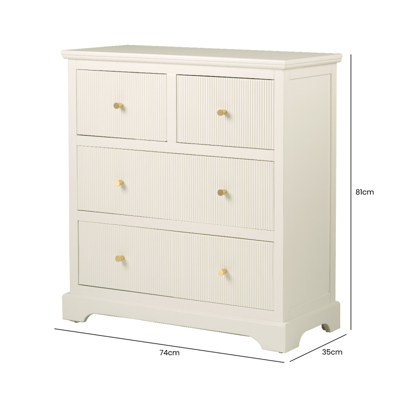4 Drawer Chest Cabinet White with Gold Handles