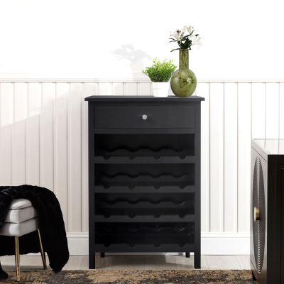 The Black 1 Drawer Wine Rack Storage Cabinet