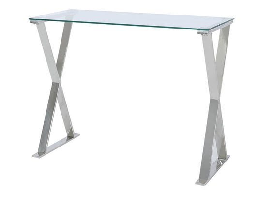 Taylor Glass and Stainless Steel Cross Frame Desk