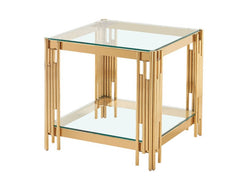 Gold Tubes and Clear Glass End Table