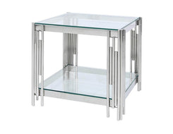 Steel Tubes and Clear Glass End Table