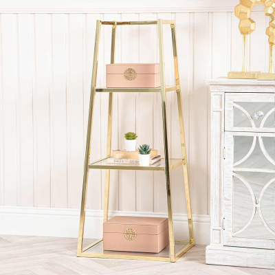 Small gold metal ladder display unit