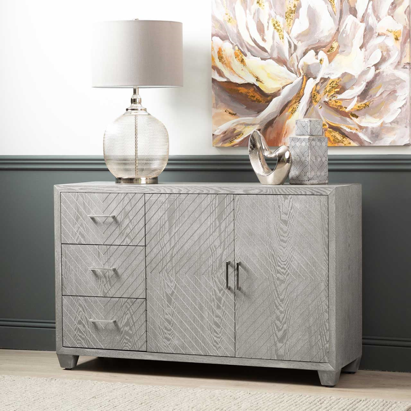 Vera 3 Drawer 2 Door Sideboard Grey