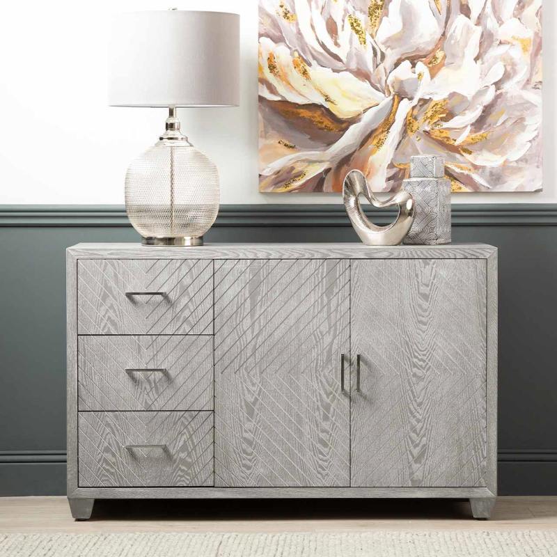 Vera 3 Drawer 2 Door Sideboard Grey