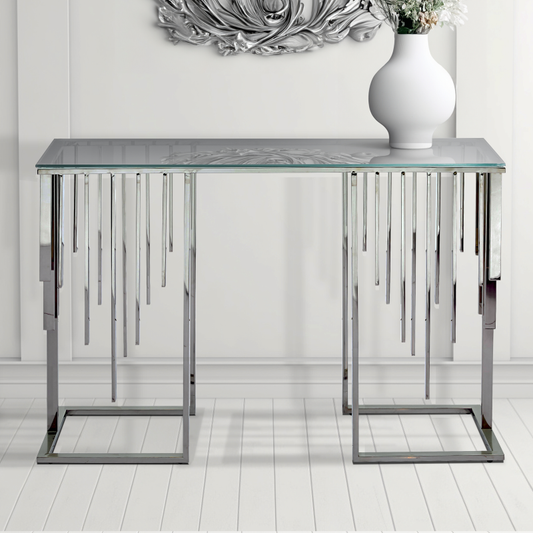 Chrome Metal Console Table