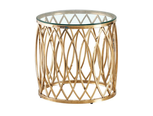 Willow Gold Metal and Glass End Table