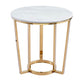 60cm Round Gold with White Faux Marble Top End Table