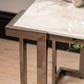 Aamari Grey Gunmetal with White Faux Marble Glass Top End Table
