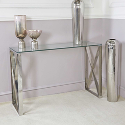 Rectangular console table with X legs