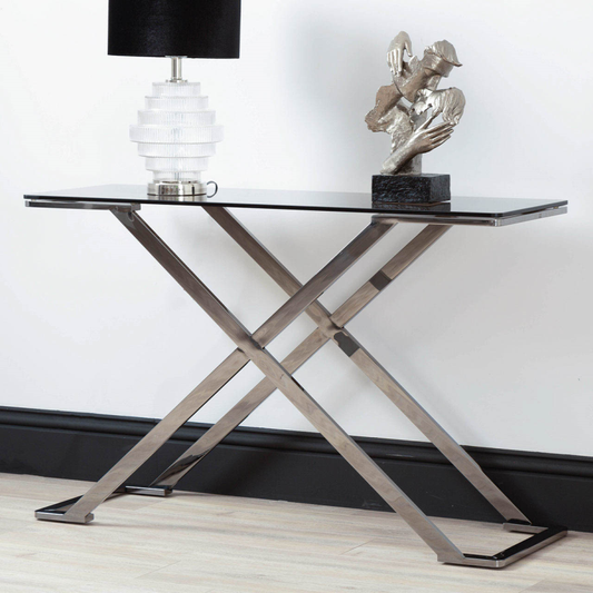 The Axel Grey Gunmetal Console Table