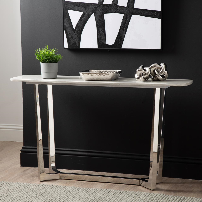The Meghan Chrome Metal Console Table