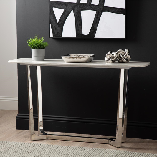 The Meghan Chrome Metal Console Table