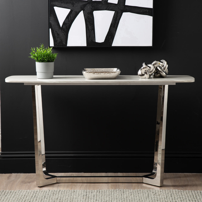 The Meghan Chrome Metal Console Table