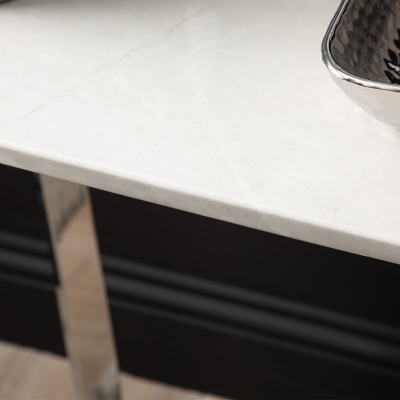 The Meghan Chrome Metal Console Table