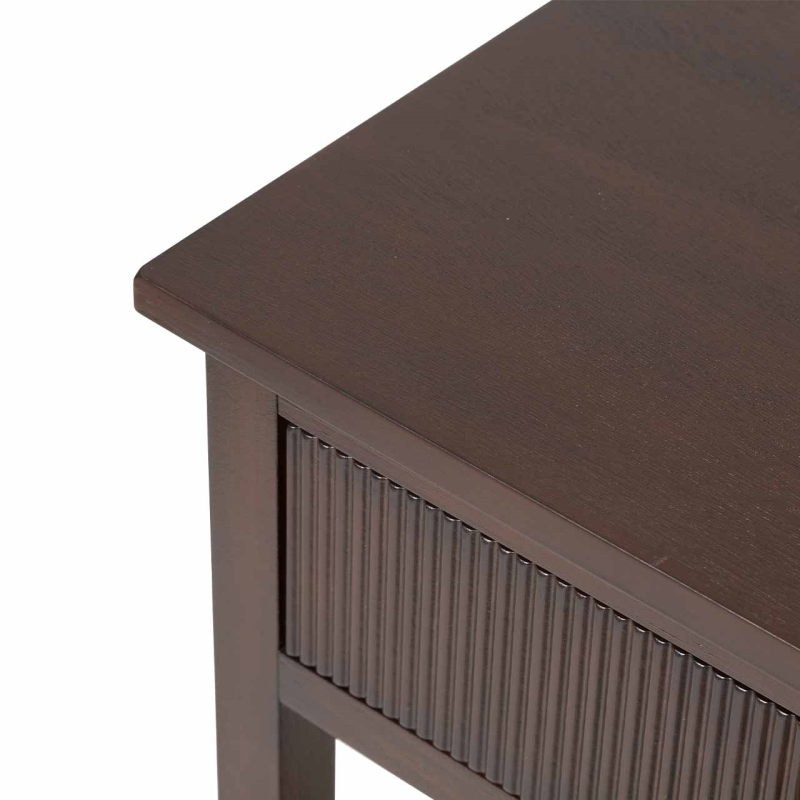Walnut Brown 2 Drawer Console Table with Gold Handles