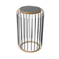 Set of 2 Black and Gold Metal with Black Mirror Top Nesting Tables
