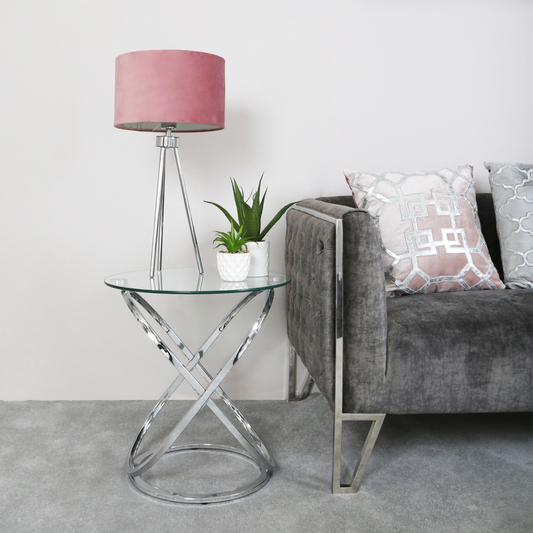 The Rizzo Chrome End Table with Glass Top