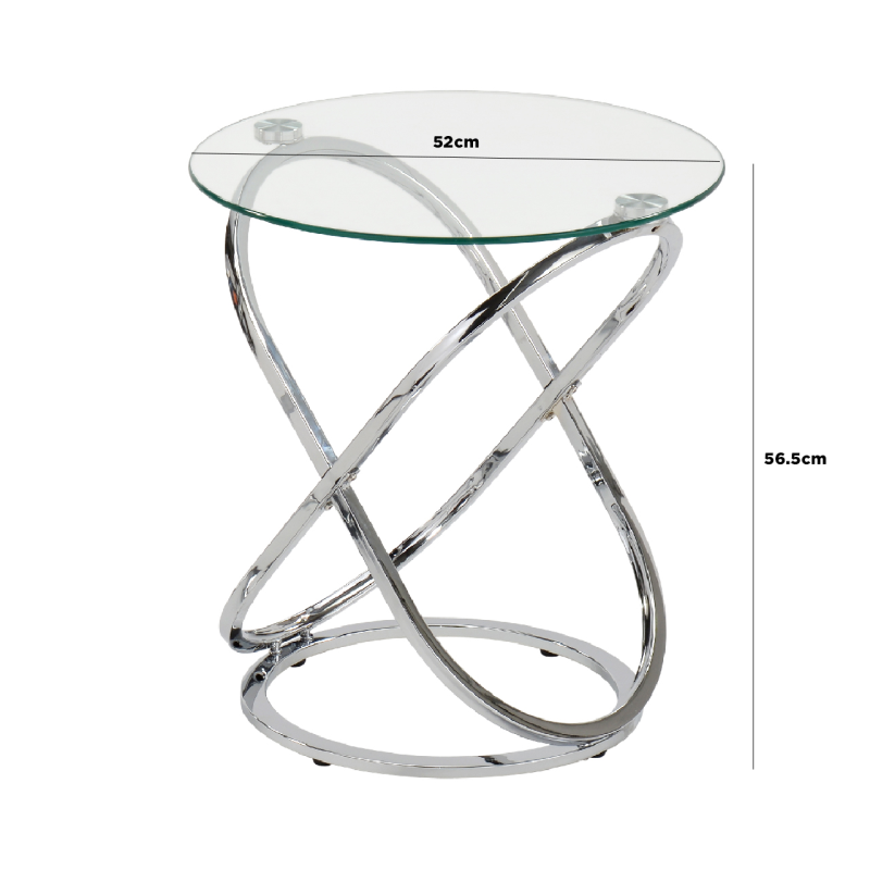 The Rizzo Chrome End Table with Glass Top