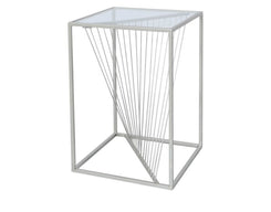 Luna Silver Metal And Glass End Table