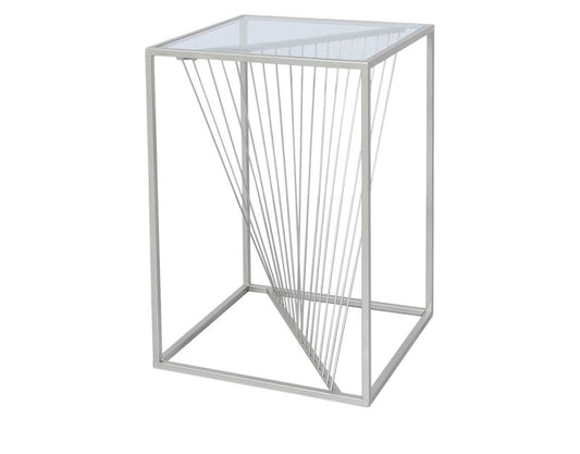 Luna Silver Metal And Glass End Table