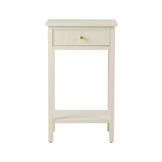 1 Drawer End Table White with Gold Handles