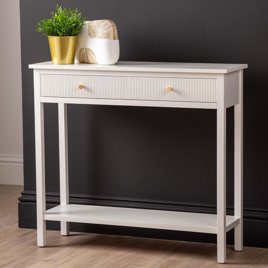 White 2 Drawer Console Table