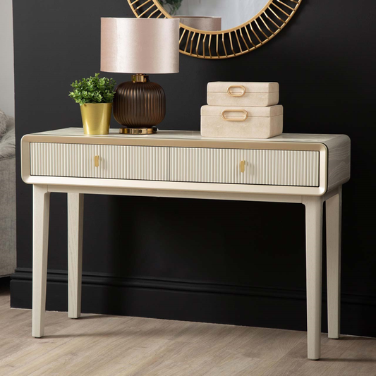 Cream Elm 2 Drawer Console Table
