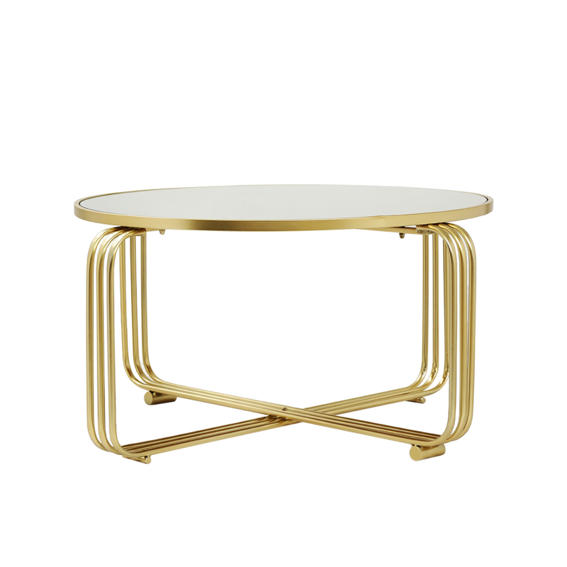 Yuan Gold Metal with Mirror Top Coffee Table