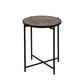 Black Metal End Table with Brown Wooden Top