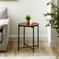 Black Metal End Table with Brown Wooden Top