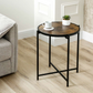 Black Metal End Table with Brown Wooden Top