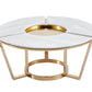 100cm Round Gold Metal with White Faux Marble Top Coffee Table