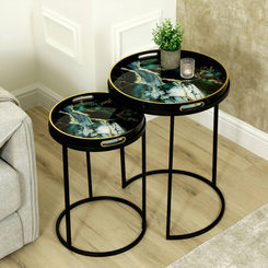 Set of 2 Olin Nesting Tables Teal Green