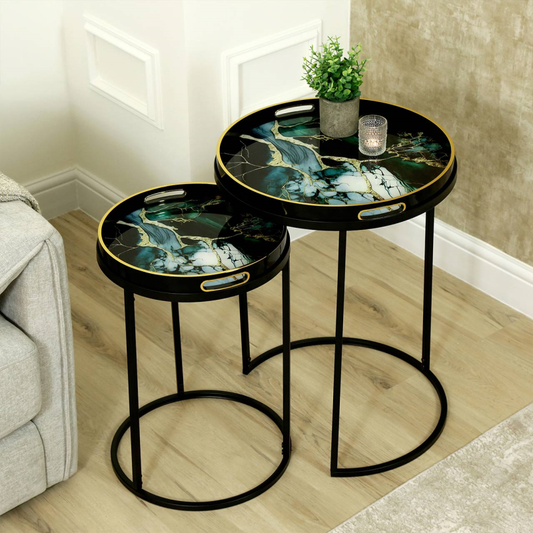 Set of 2 Olin Nesting Tables Teal Green