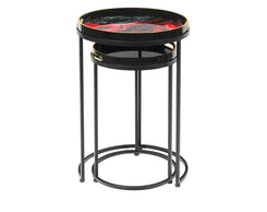 Olin Set of 2 Red and Black Nesting Tables