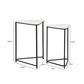 Set of 2 Black Metal Nesting Table with White Marble Top