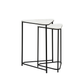Set of 2 Black Metal Nesting Table with White Marble Top